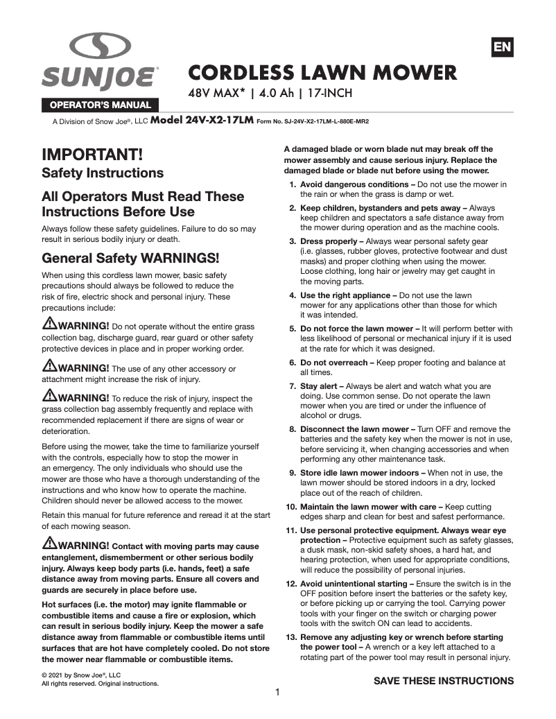 First page image of the manual for 24V-X2-17LM