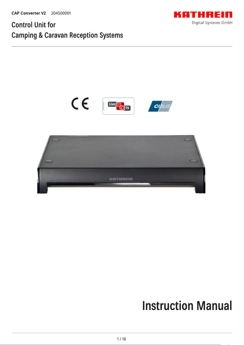 Page 1 of the manual User Manual Kathrein HDS 166 plus