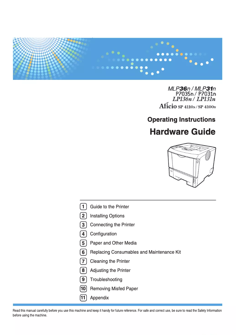 Page 1 of the manual User Manual Ricoh Aficio SP 4100N