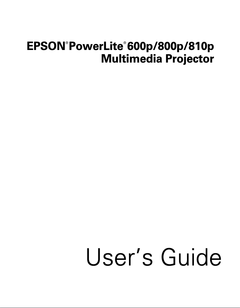 Page 1 de la notice Manuel utilisateur Epson PowerLite 810p