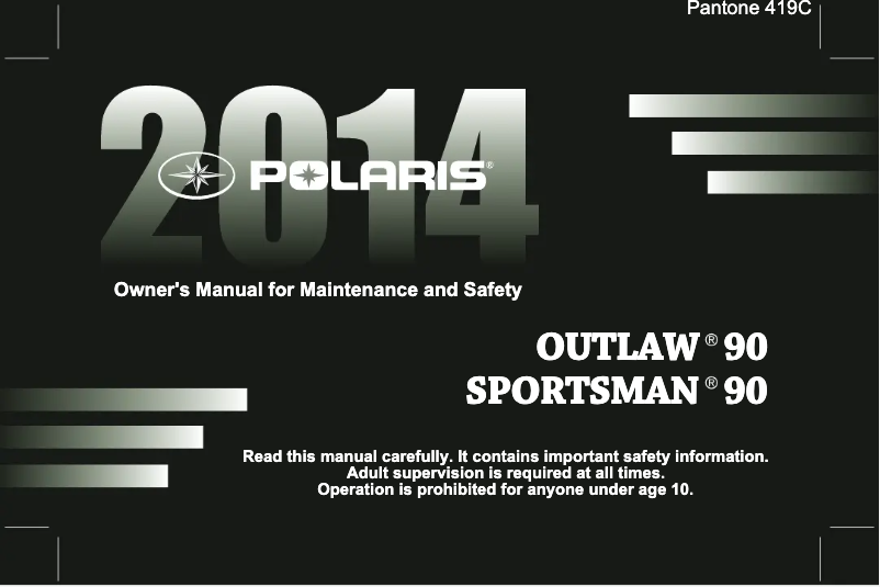 First page image of the manual for Sportsman 90 (2014)