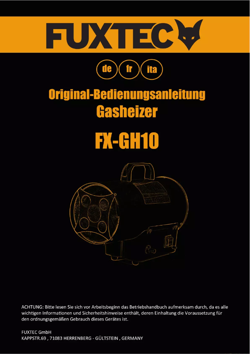 First page image of the manual for FX-GH10