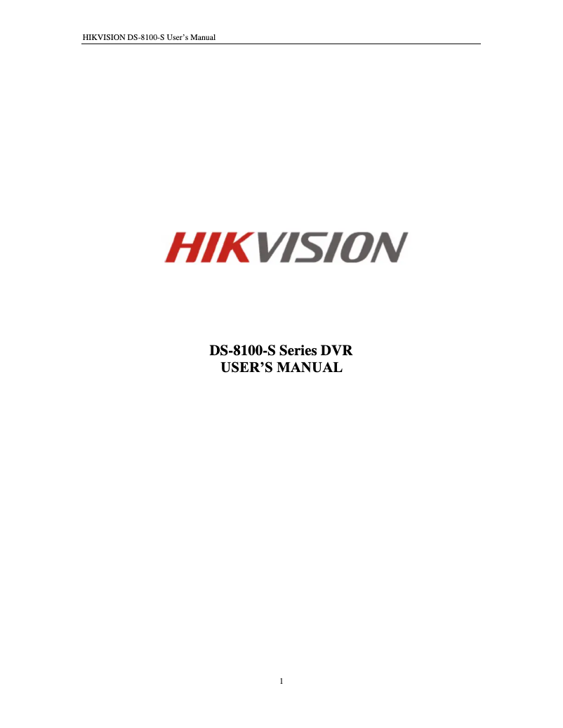 Page 1 of the manual User Manual Hikvision DS-8108HDI-S