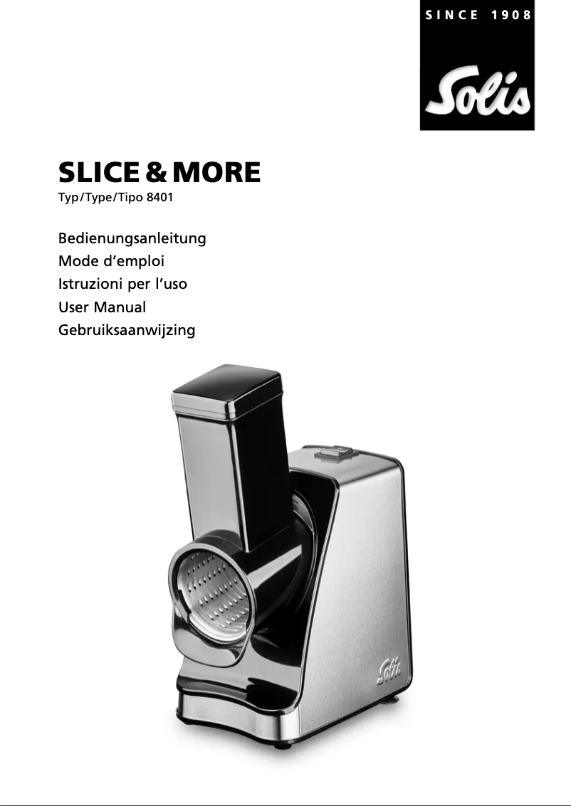 First page image of the manual for Slice & More 8401