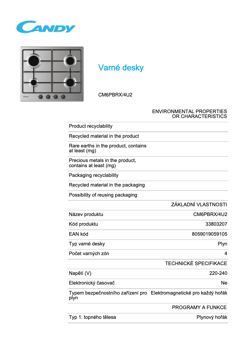 First page image of the manual for CM6PBRX