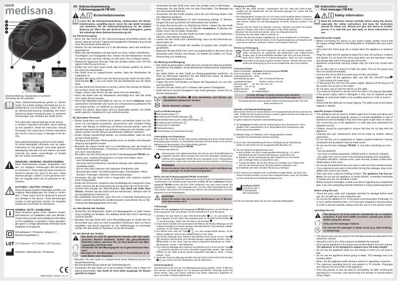 Page 1 of the manual User Manual Medisana FM 890