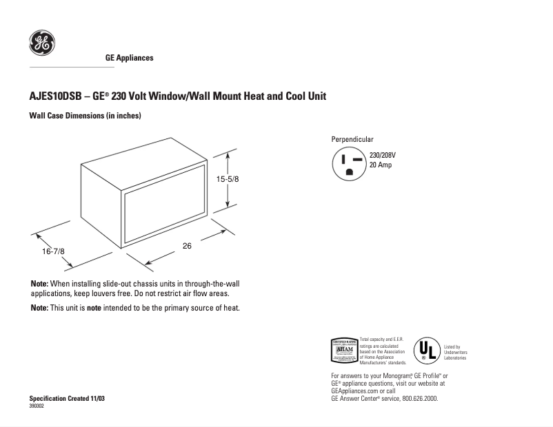 First page image of the manual for AJES10DSB