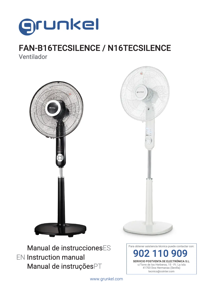 First page image of the manual for FAN-N16TECSILENCE