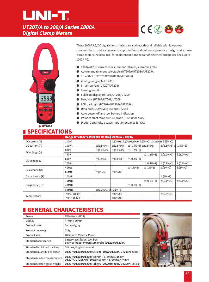 First page image of the manual for UT209A