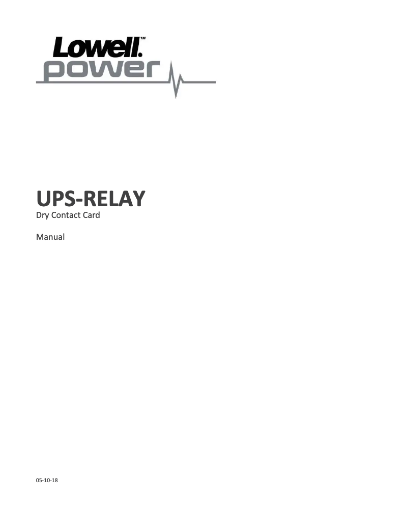 Page 1 of the manual User Manual Lowell UPS-RELAY
