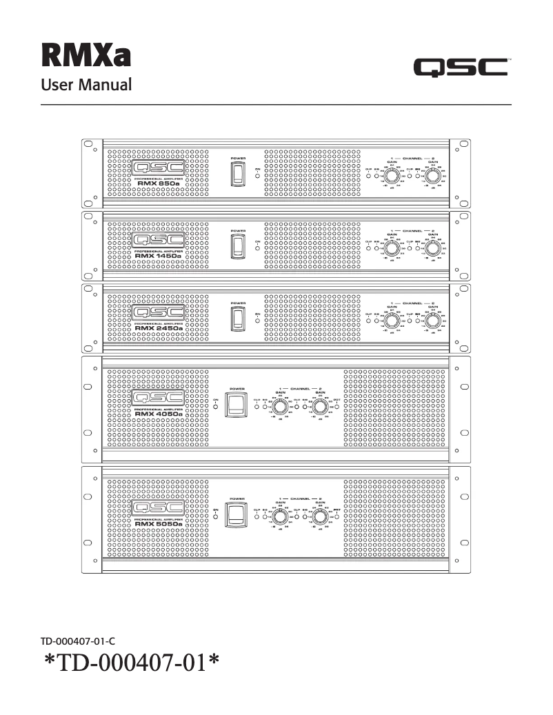 Page 1 of the manual User Manual QSC RMXa