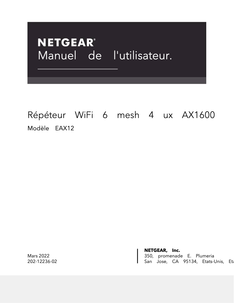 Page 1 of the manual User Manual Netgear EAX15