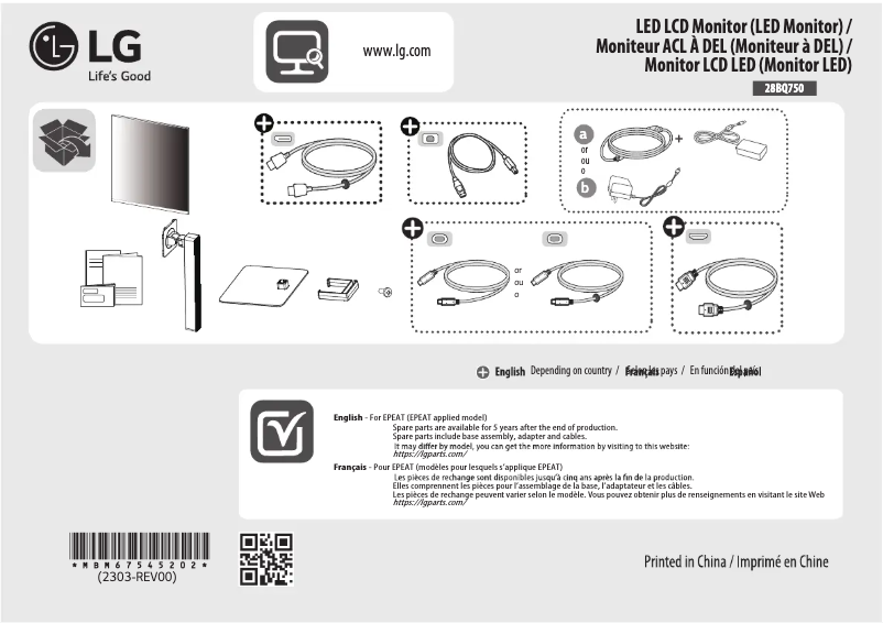 First page image of the manual for DualUp 28BQ750-C