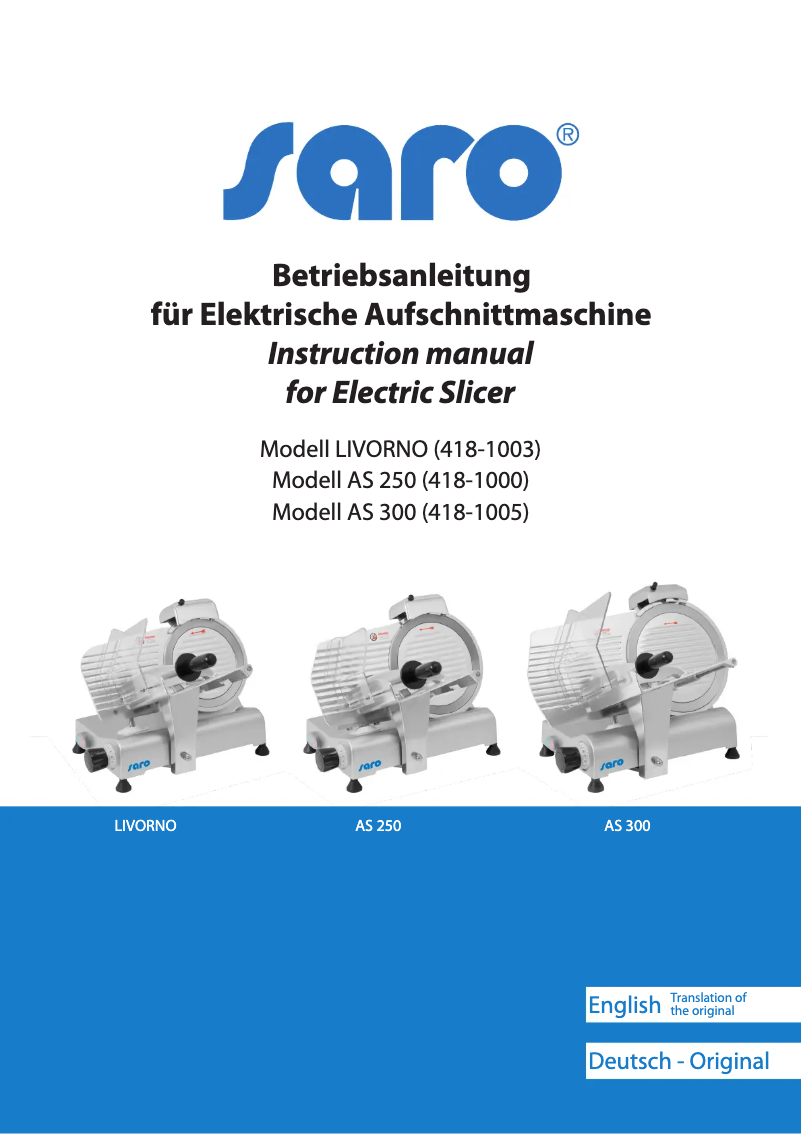 Page 1 of the manual User Manual Saro Livorno