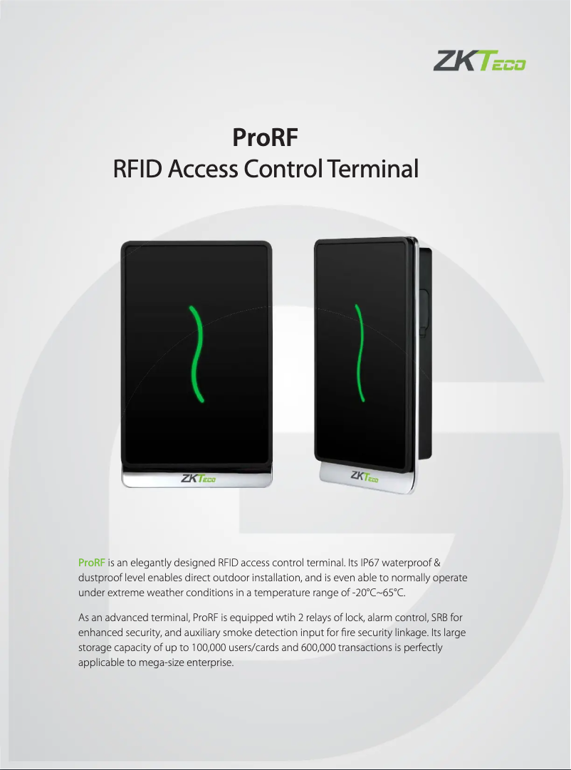 First page image of the manual for Pro RF