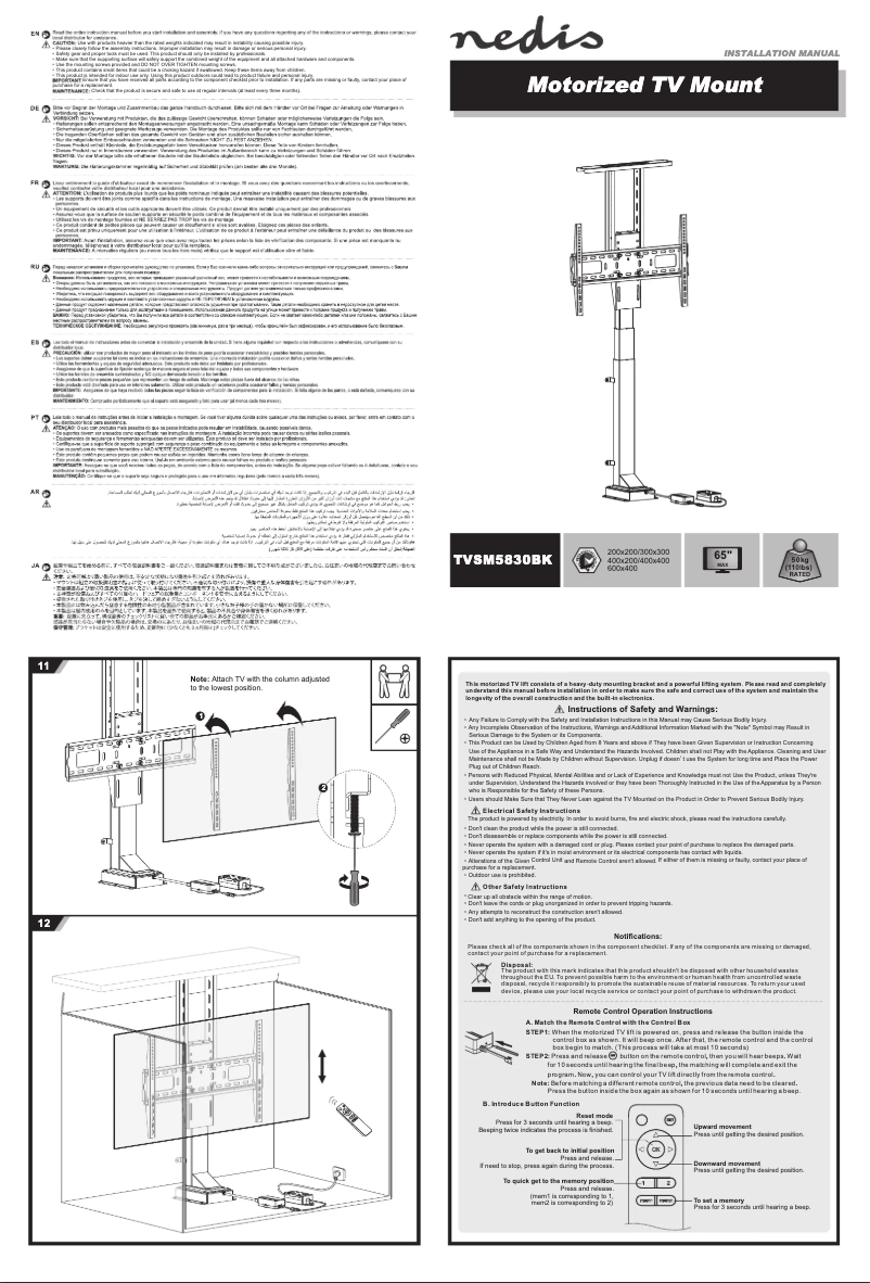 Page 1 of the manual User Manual Nedis TVSM5830BK