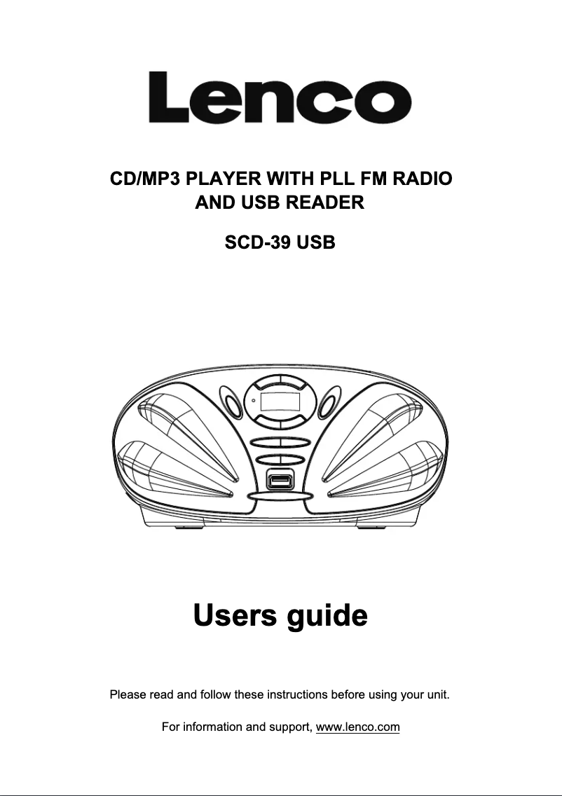Page 1 of the manual User Manual Lenco SCD-39