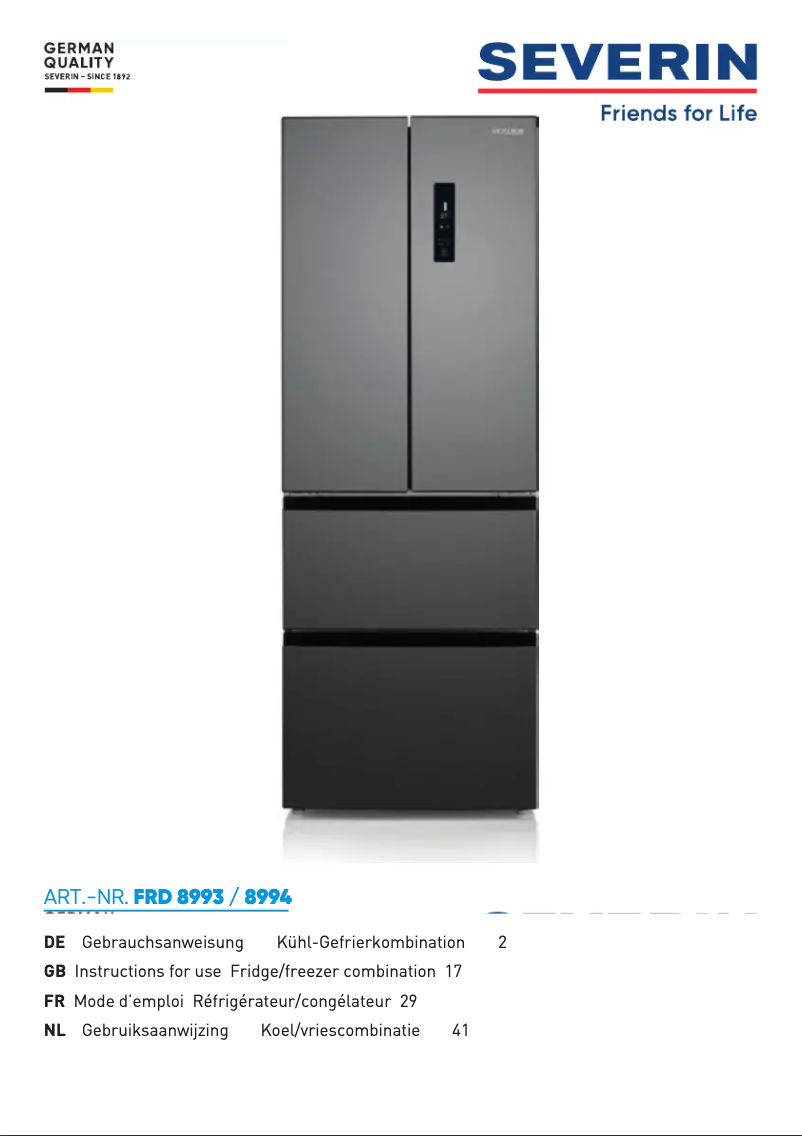 First page image of the manual for FRD 8993