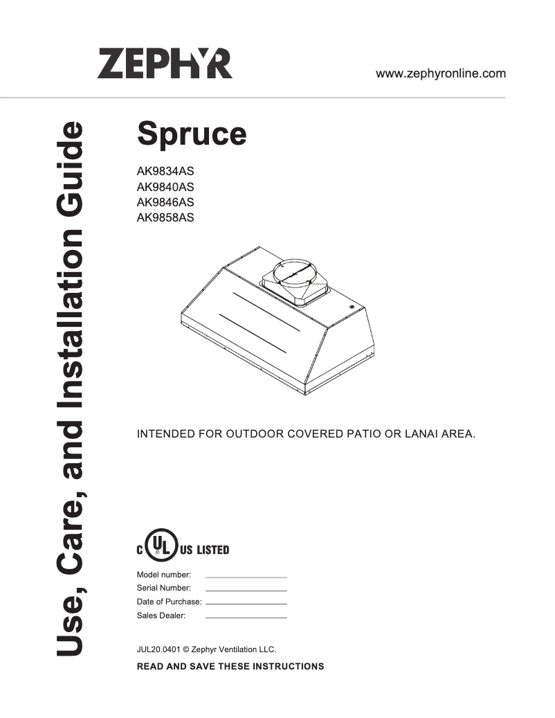 First page image of the manual for Spruce AK9840AS
