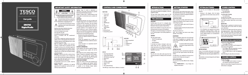 Page 1 of the manual User Manual Tesco DR1702