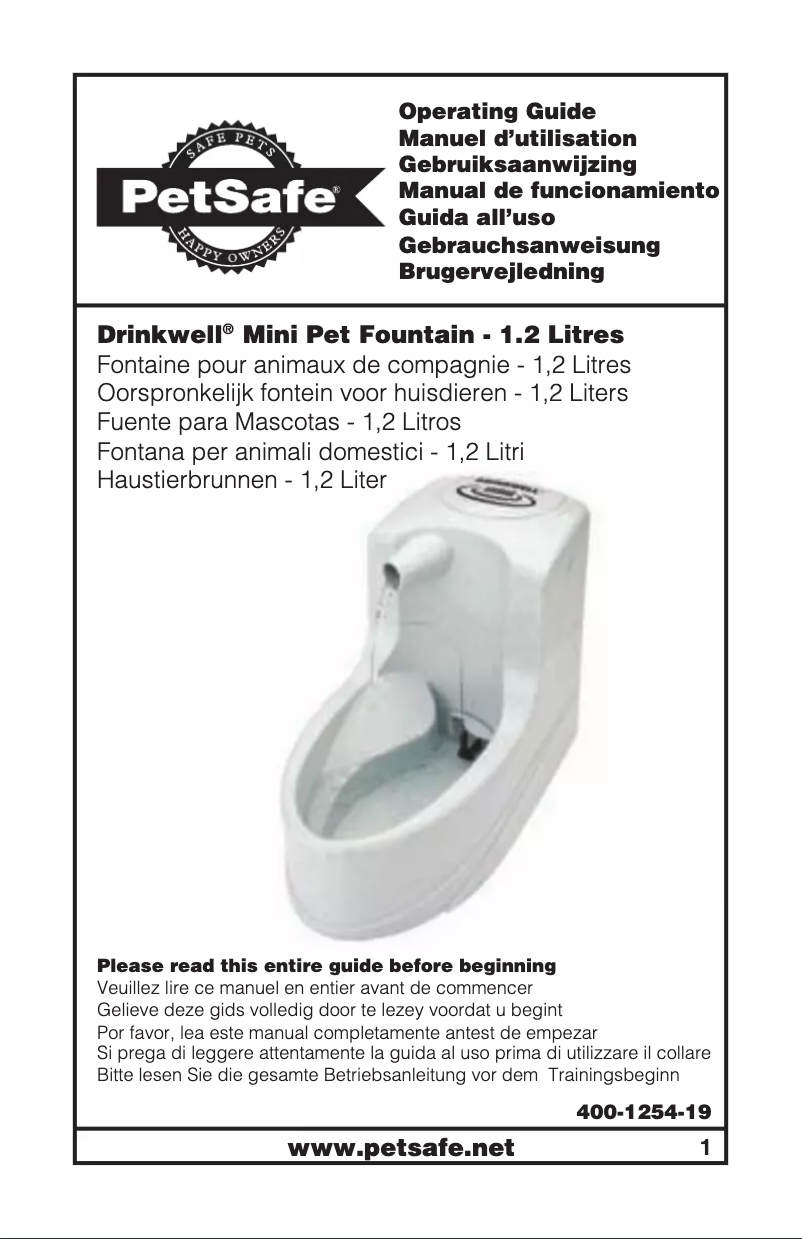 Page 1 of the manual User Manual PetSafe Drinkwell