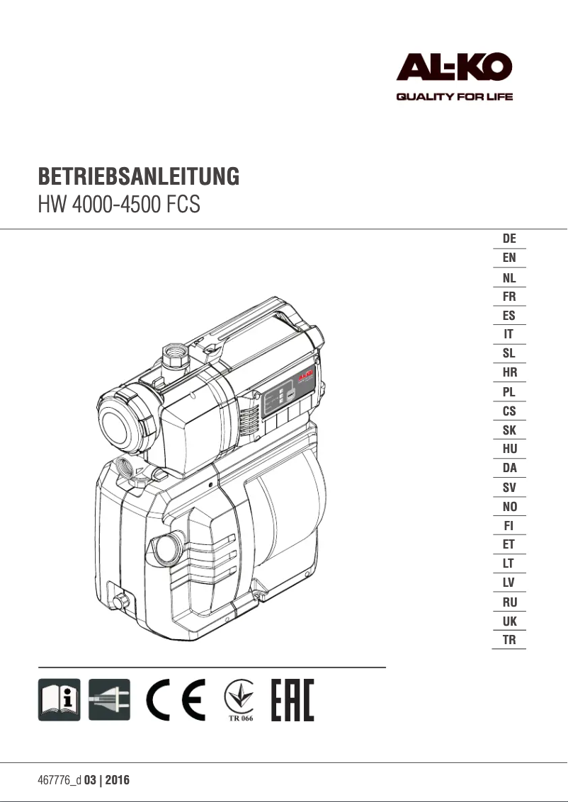 Page 1 of the manual User Manual AL-KO HW 4500 FCS Comfort