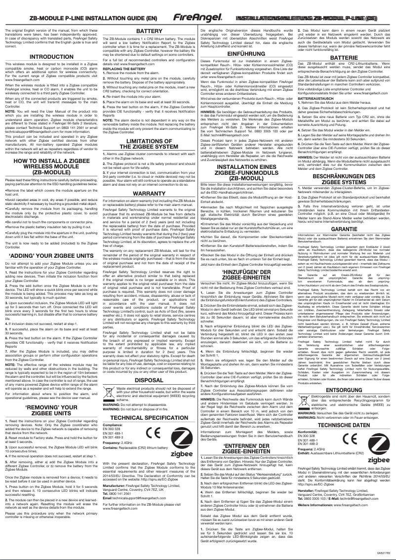 First page image of the manual for ZB-module