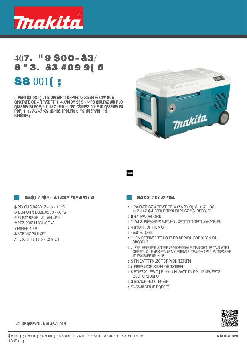 Page 1 of the manual Technical Sheet Makita CW001GZ