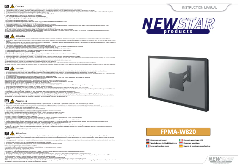First page image of the manual for FPMA-W820