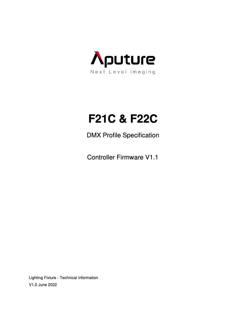 Page 1 of the manual Technical Sheet Aputure amaran F21c