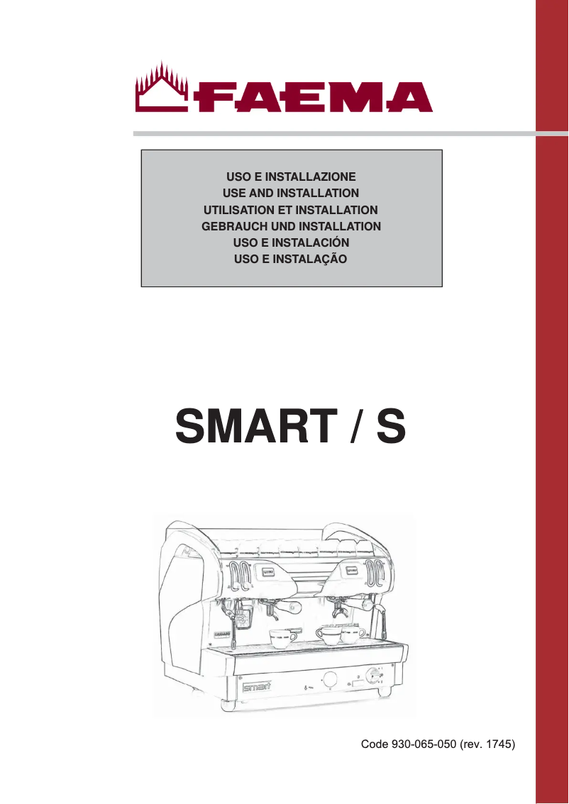Page 1 of the manual User Manual Faema Smart