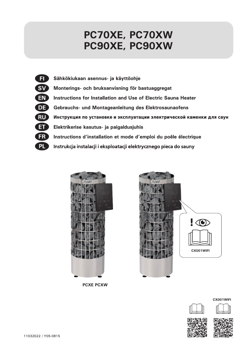 First page image of the manual for Cilindro PC90XE HPC904XE