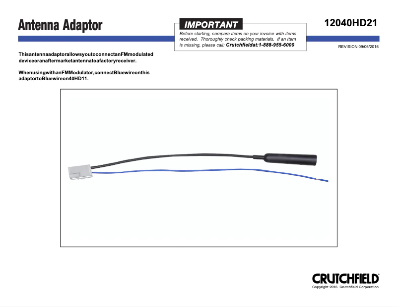 Page 1 de la notice Manuel utilisateur Metra 40-HD21