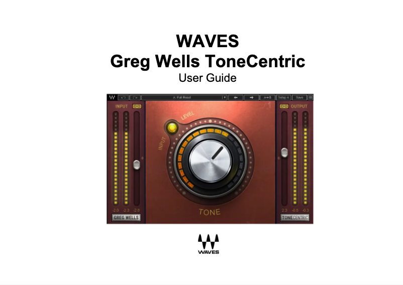 First page image of the manual for Greg Wells ToneCentric
