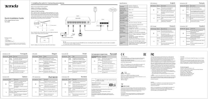 First page image of the manual for TEG1008M