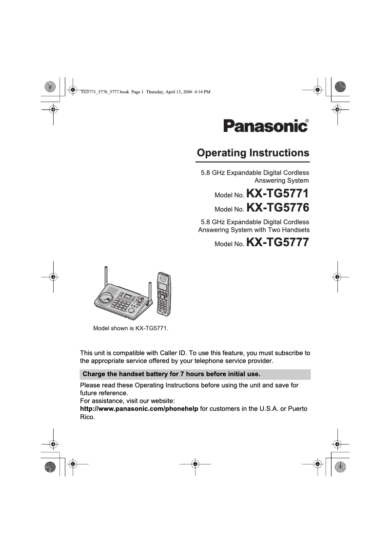 Page 1 of the manual User Manual Panasonic KX-TG5777