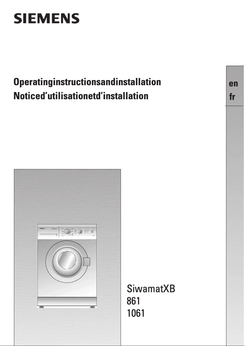 Page 1 of the manual User Manual Siemens WXB1061FF