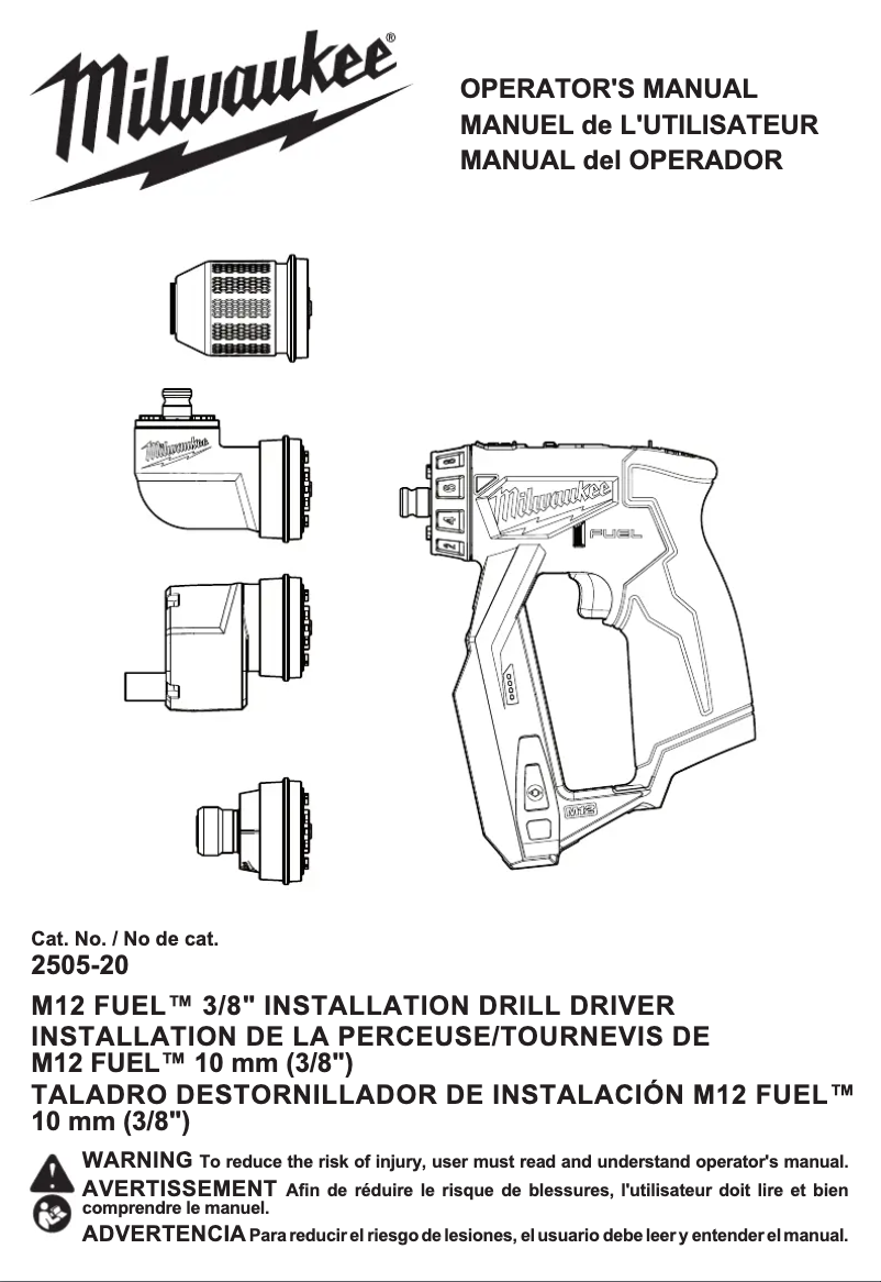 Page 1 of the manual User Manual Milwaukee M12 Fuel 2505-22