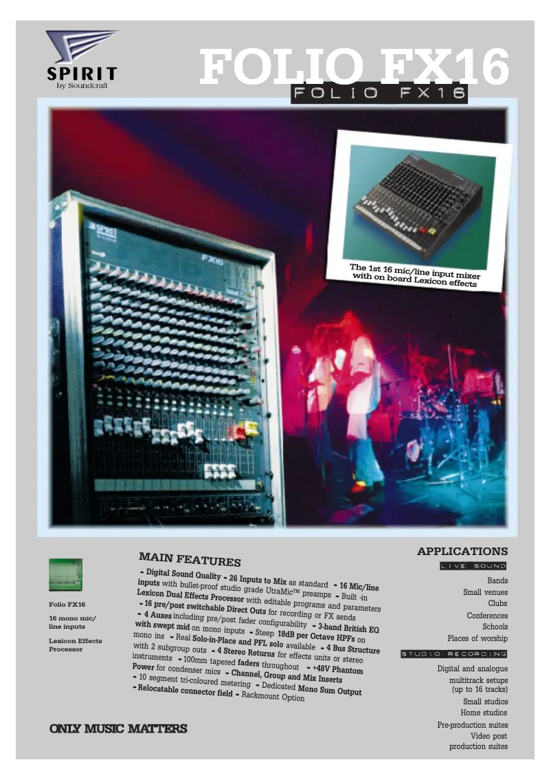 Page 1 of the manual User Manual Soundcraft Spirit FX16
