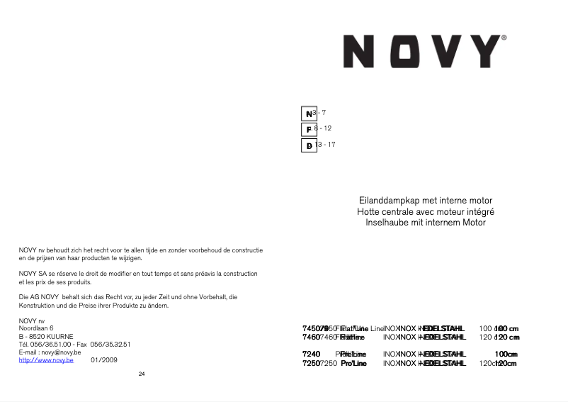 Page 1 of the manual User Manual Novy Flat'Line 7460