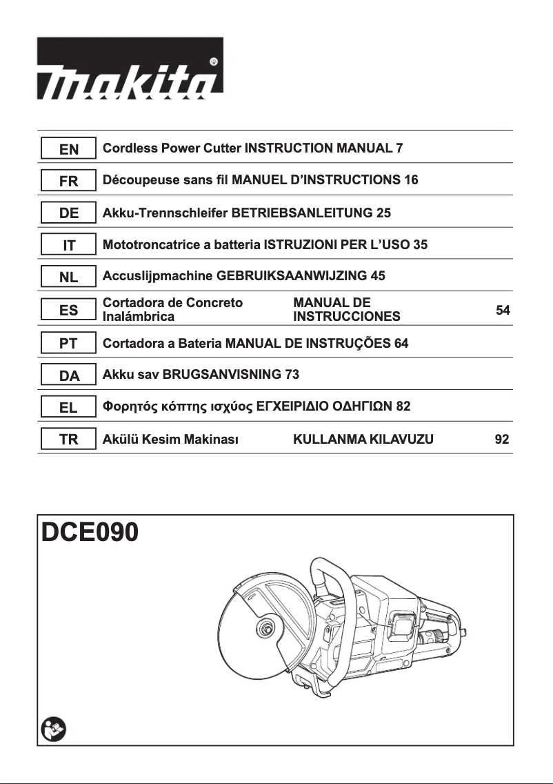 Page 1 of the manual User Manual Makita DCE090