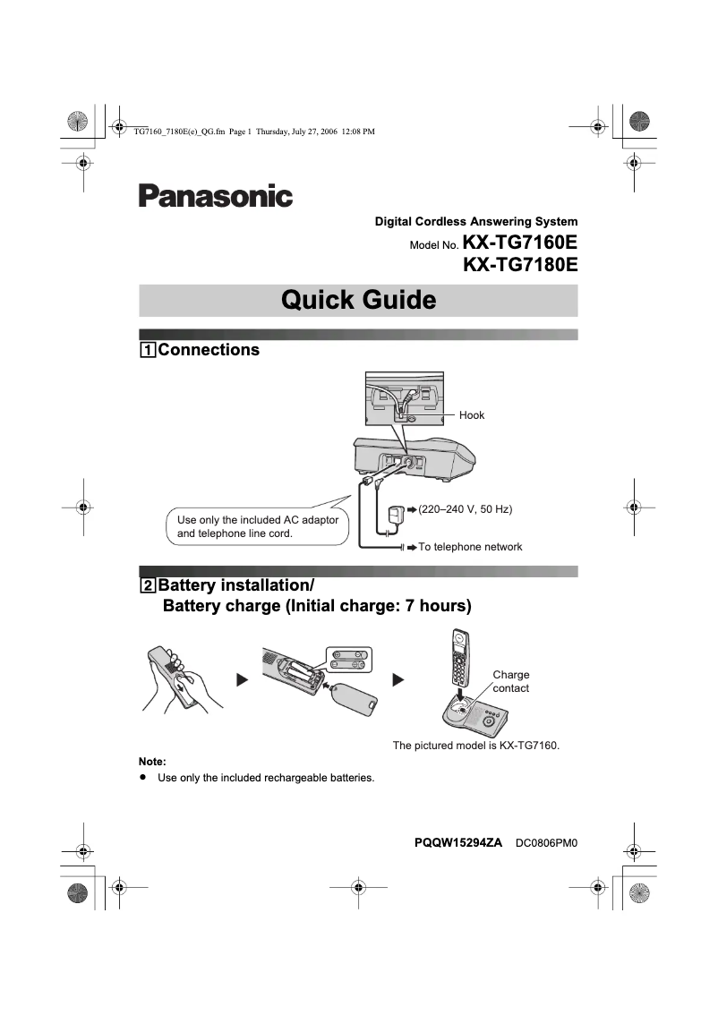 Page 1 of the manual User Manual Panasonic KX-TG7162E