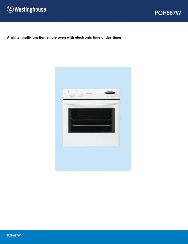 Page 1 of the manual User Manual Westinghouse POH667W