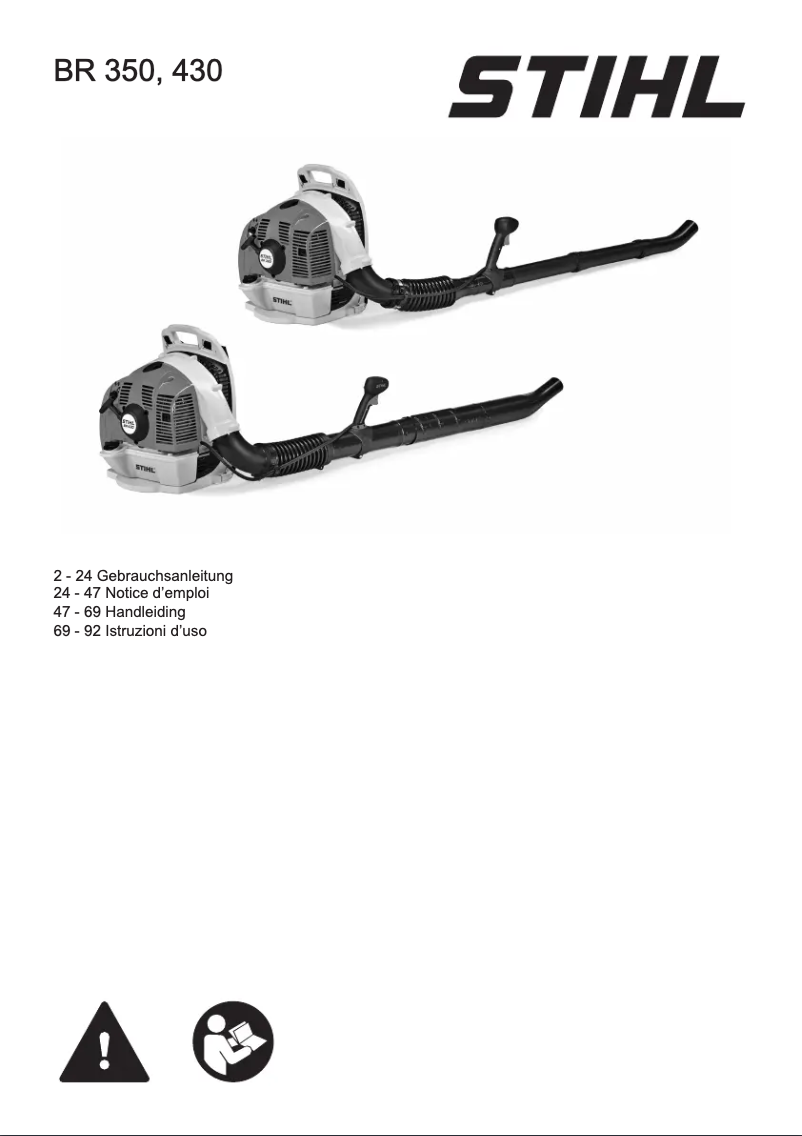 First page image of the manual for BR 350