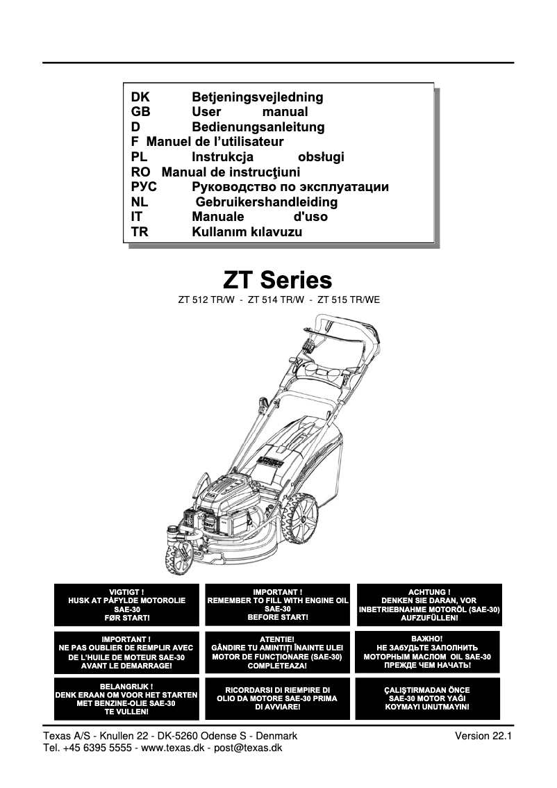 First page image of the manual for ZT 514 TR/W