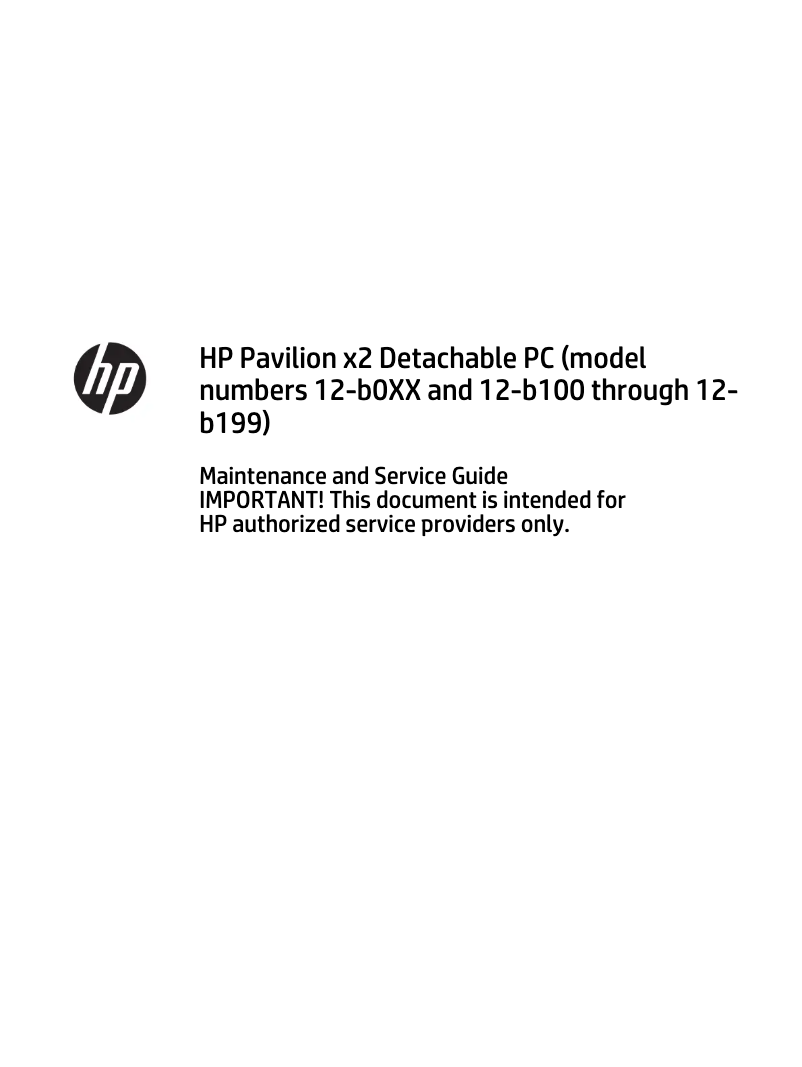 Page 1 of the manual Use and Maintenance Manual HP Pavilion x2