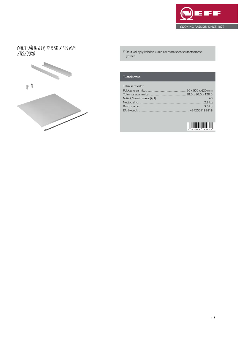 First page image of the manual for Z11SZ00X0