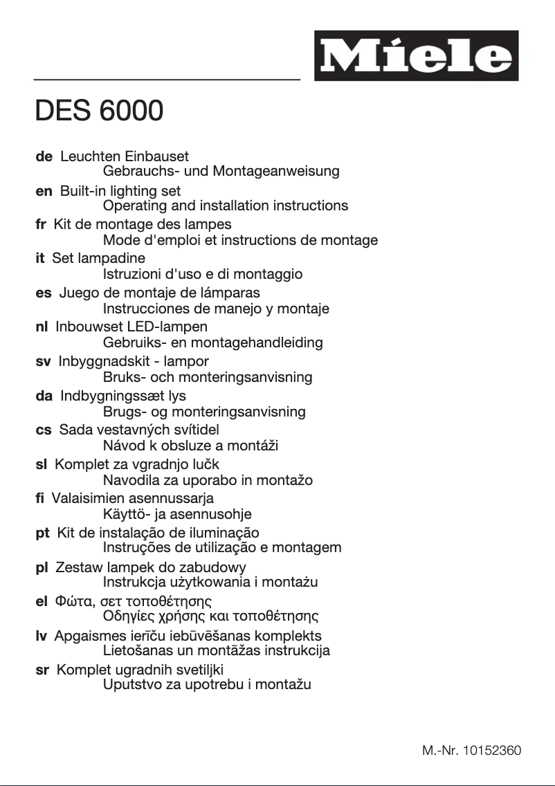 Page 1 of the manual User Manual Miele DES 6000