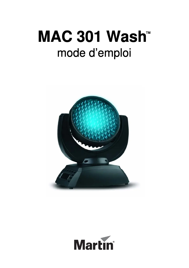 First page image of the manual for MAC 301 Wash