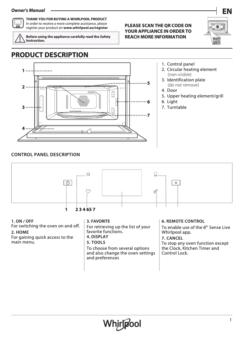 Page 1 of the manual User Manual Whirlpool W9 MD260 BSS